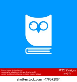 Web icon. Owl on the book, logo, education emblem