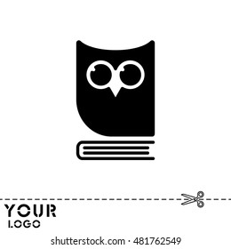 Web icon. Owl on the book, logo, education emblem