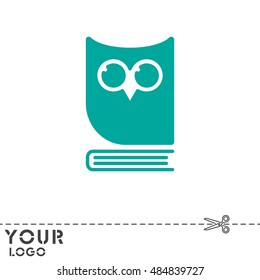 Web icon. Owl on the book, logo, education emblem