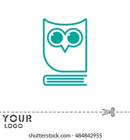 Web icon. Owl on the book, logo, education emblem