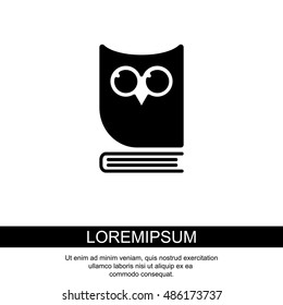 Web icon. Owl on the book, logo, education emblem