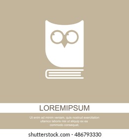 Web icon. Owl on the book, logo, education emblem