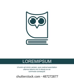 Web icon. Owl on the book, logo, education emblem