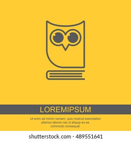 Web icon. Owl on the book, logo, education emblem