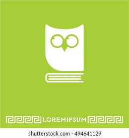 Web icon. Owl on the book, logo, education emblem