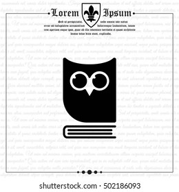 Web icon. Owl on the book, logo, education emblem