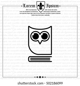 Web icon. Owl on the book, logo, education emblem