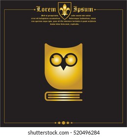 Web icon. Owl on the book, logo, education emblem