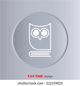 Web icon. Owl on the book, logo, education emblem
