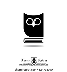 Web icon. Owl on the book, logo, education emblem