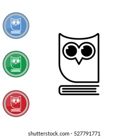 Web icon. Owl on the book, logo, education emblem