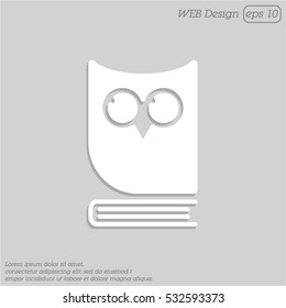 Web icon. Owl on the book, logo, education emblem