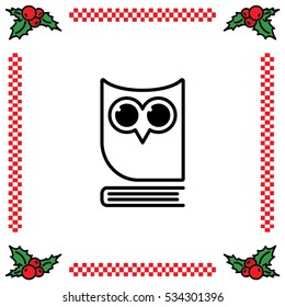 Web icon. Owl on the book, logo, education emblem