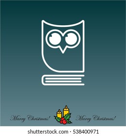 Web icon. Owl on the book, logo, education emblem