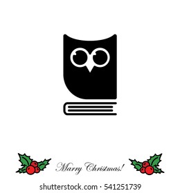 Web icon. Owl on the book, logo, education emblem