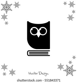 Web icon. Owl on the book, logo, education emblem