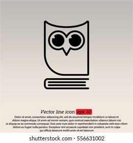 Web icon. Owl on the book, logo, education emblem