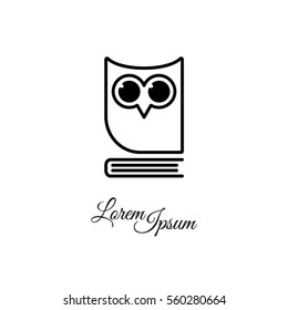 Web icon. Owl on the book, logo, education emblem