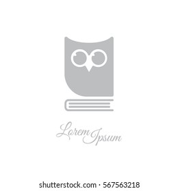 Web icon. Owl on the book, logo, education emblem