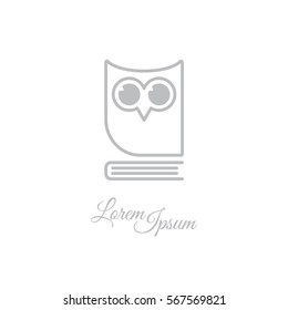 Web icon. Owl on the book, logo, education emblem