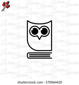 Web icon. Owl on the book, logo, education emblem