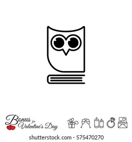 Web icon. Owl on the book, logo, education emblem