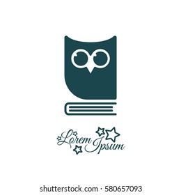 Web icon. Owl on the book, logo, education emblem