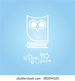 Web icon. Owl on the book, logo, education emblem