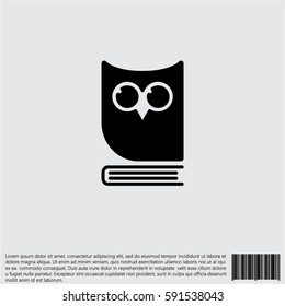 Web icon. Owl on the book, logo, education emblem