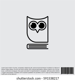 Web icon. Owl on the book, logo, education emblem