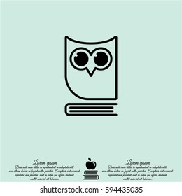 Web icon. Owl on the book, logo, education emblem