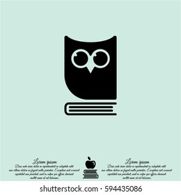 Web icon. Owl on the book, logo, education emblem