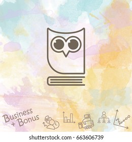 Web icon. Owl on the book, logo, education emblem