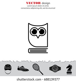 Web icon. Owl on the book, logo, education emblem