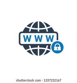 Web icon with padlock sign. Web icon and security, protection, privacy symbol. Vector illustration