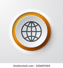 web icon push button world map globe