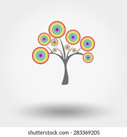 Web icon Rainbow tree. Vector illustration on a white background. Flat design style.
