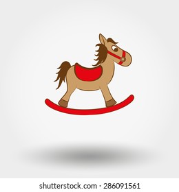 Web icon Rocking horse. Vector illustration on a white background. Doodle, cartoon style.