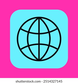 Icono de Web en cuadrado redondeado para el ciberespacio y el símbolo de comunicación global