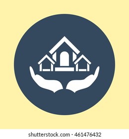 Web Icon of Safe & Protected Home in Hand.