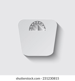 Web icon- scales, weighing, weight with shadow on a grey background