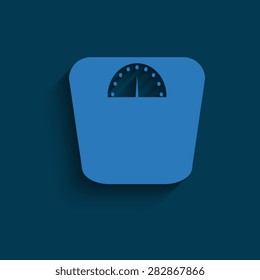 Web icon- scales, weighing, weight, balance on a blue background
