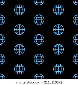 web icon seamless pattern, bright vector illustration on black background.
