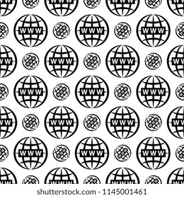Web Icon Seamless Pattern, Www Icon Vector Art Illustration