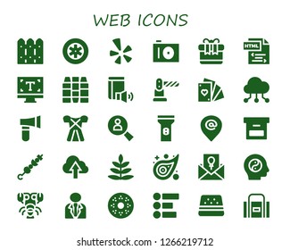  web icon set. 30 filled web icons. Simple modern icons about  - Fence, Wheels, Yelp, Photo camera, Gift, Html, Typography, Crayons, Book, Barrier, Cards, Cloud computing, Axe