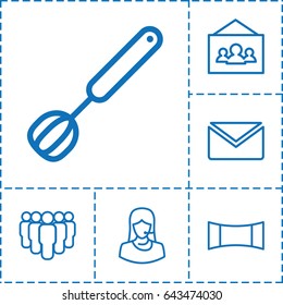 Web icon. set of 6 web outline icons such as customer support, panorama mode, photo, corolla, mail