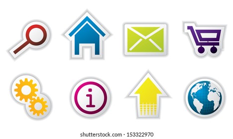 Web icon set of 8 with shadows