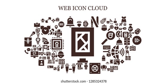  web icon set. 93 filled web icons. Simple modern icons about  - Billboard, Emotions, Barbell, Bell, Smartwatch, Key ring, Wristwatch, Safebox, Invoice, Binoculars, Phone call