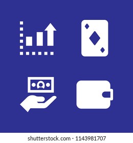 web icon set with ace of diamonds, profits and wallet vector icons for web and graphic design