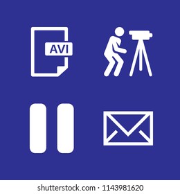 web icon set with avi extension, pause and engineer vector icons for web and graphic design